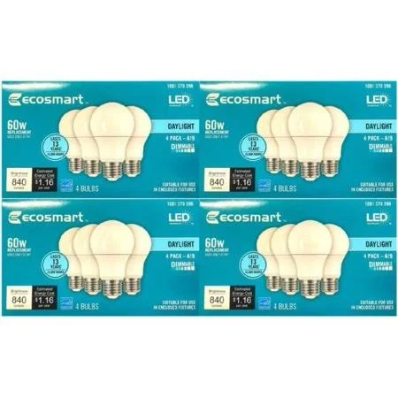 EcoSmart 60-Watt Equivalent Dimmable LED Light Bulb (4-Pack) - 3