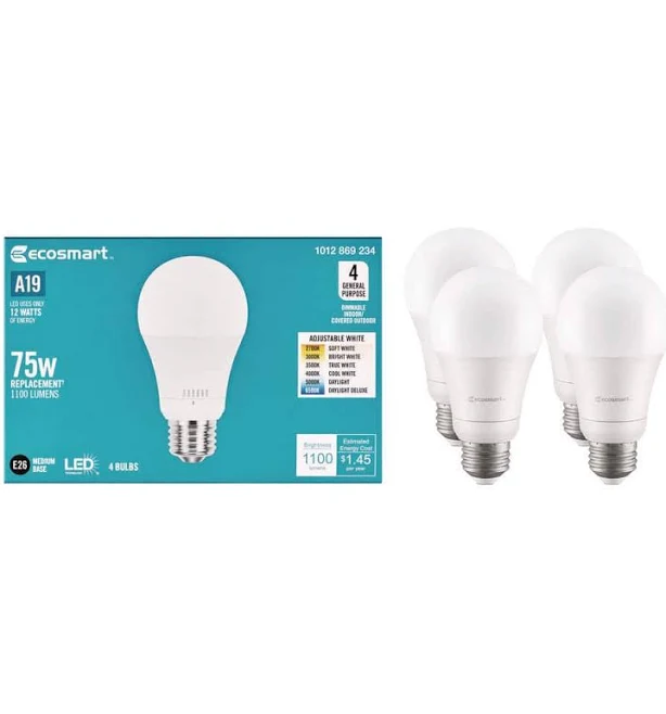 EcoSmart 60-Watt Equivalent Dimmable LED Light Bulb (4-Pack) - 8