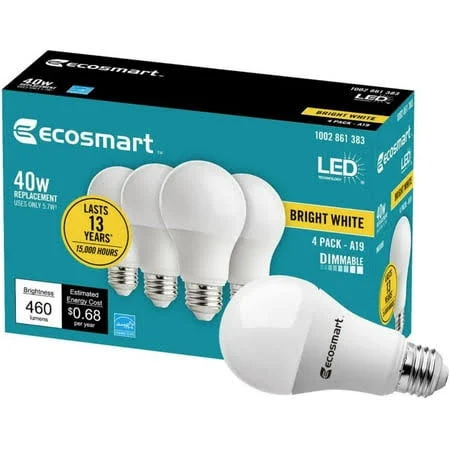 EcoSmart 60-Watt Equivalent Dimmable LED Light Bulb (4-Pack) - 5