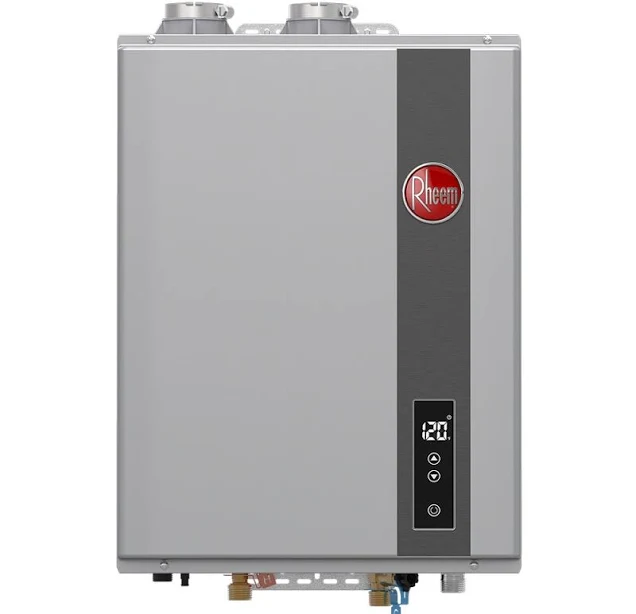 Rheem RTGH-95DVELN-3 Super High Efficiency Condensing Indoor Tankless Natural Gas Water Heater Rheem RTGH-95DVELN-3 Super High Efficiency Condensing Indoor Tankless Natural Gas Water Heater - Rheem Tankless Water Heater