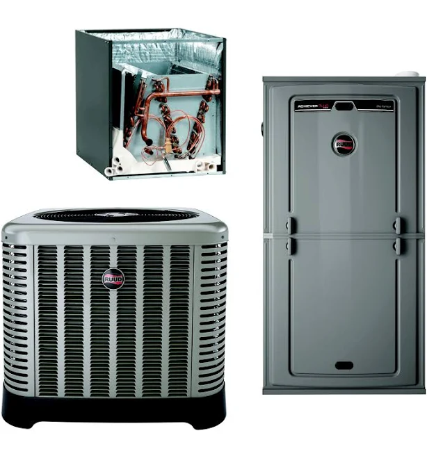 Ruud Endeavor by Rheem 1.5 Ton 14.8 SEER2 R-454B 75,000 BTU 80% AFUE Gas System (Upflow) RA14AY18AJ1NA - RCFY2417STANM - R801T0754A17UHSNAS